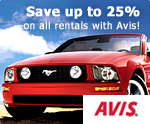 Save up to 25% on all car rentals with Avis!