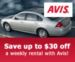 Save up to $30 off a weekly rental with Avis!