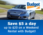 Save $5 a day up to $20 on a Weekend Rental with Budget!