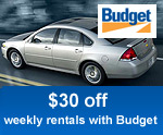 $30 off Weekly rentals with Budget!