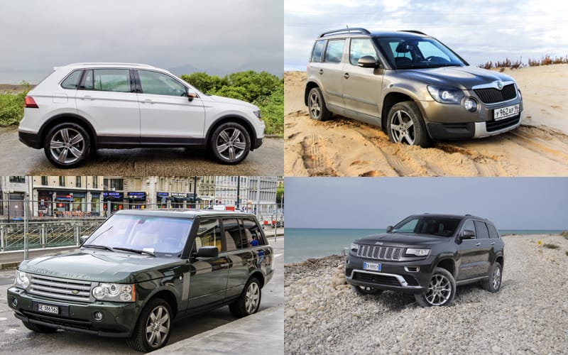 VW Tiguan, Skoda Yeti, Range Rover, Jeep Grand Cherokee