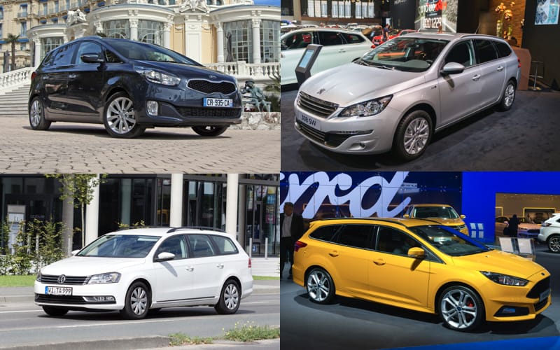 Kia Carens, Peugeot 308 estate, VW Passat Wagon, Ford Focus estate