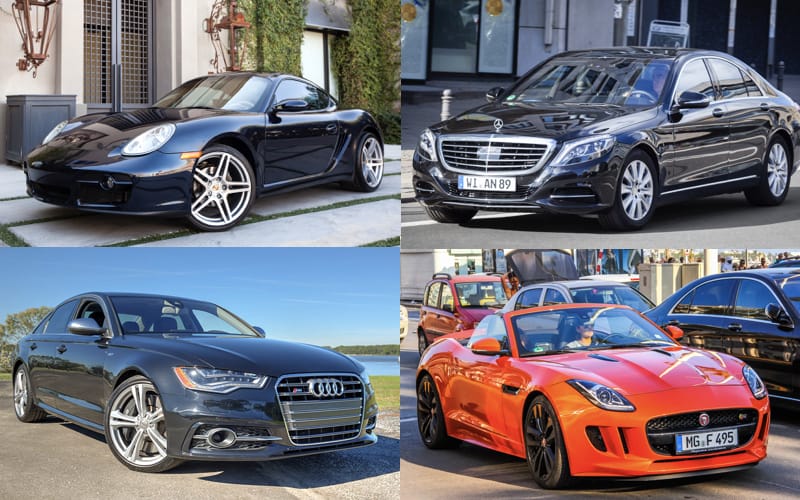 Audi A6, Porsche Cayman, Mercedes Benz S-Class (W22), Jaguar F-type