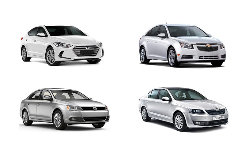 Hyundai Elantra, Chevrolet Cruze, Volkswagen Jetta, Skoda Octavia